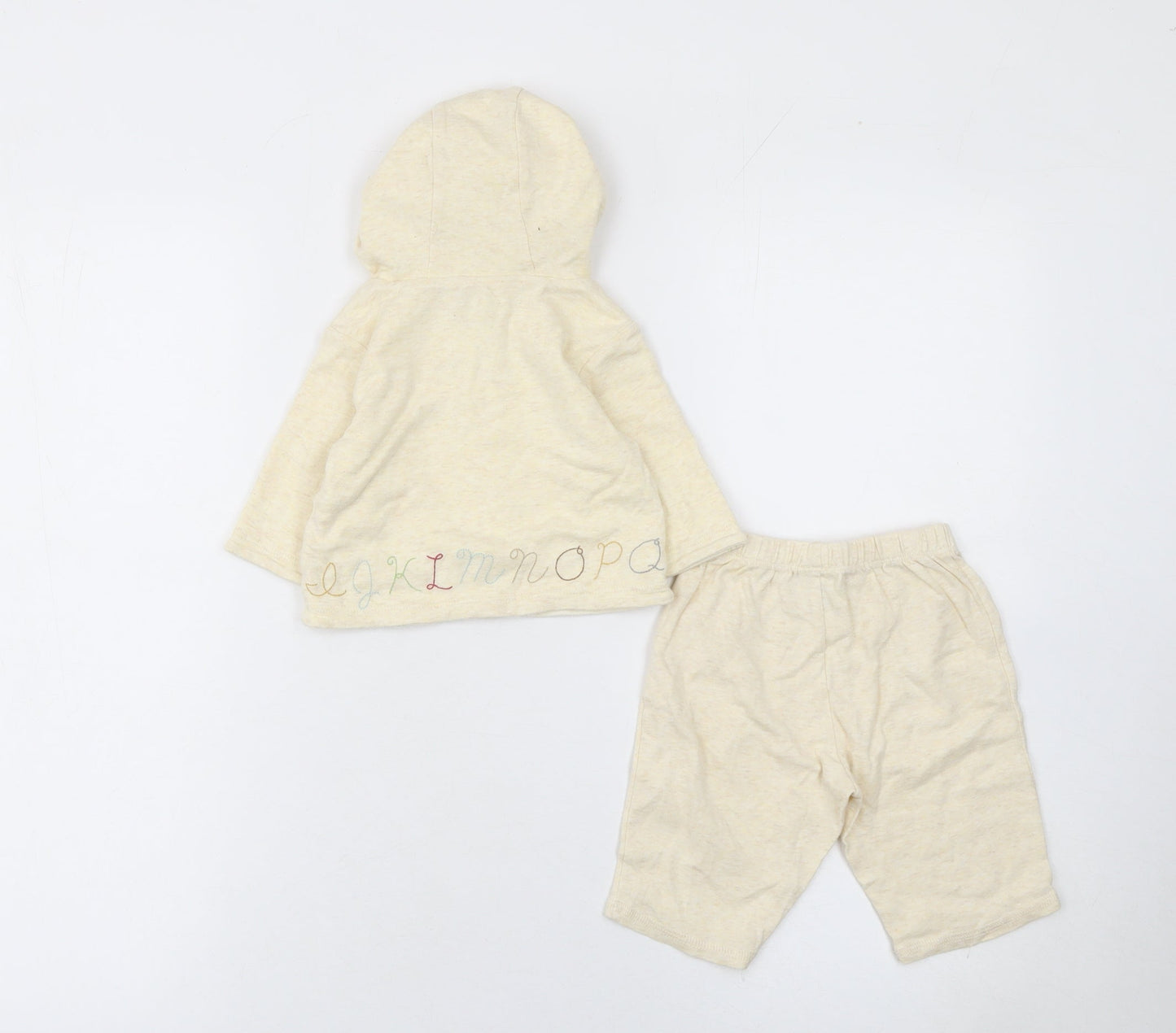 Gymboree Unisex Baby Beige 0-3 Months Hooded Outfit Set 100% Cotton ABC Embroidered