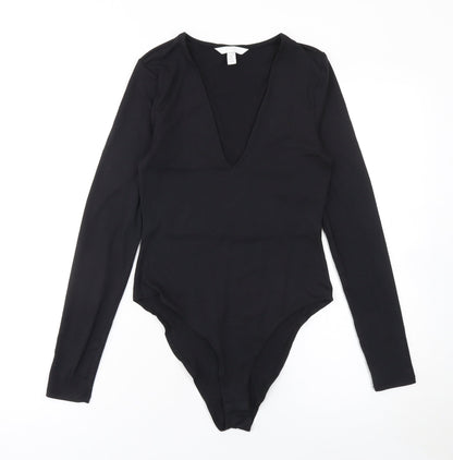H&M Women’s Black Long Sleeve V-Neck Bodysuit Size S