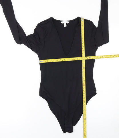 H&M Women’s Black Long Sleeve V-Neck Bodysuit Size S