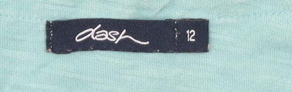 Dash Women's Green Cotton 3/4 Sleeve Tunic Blouse Size 12