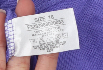 Matalan Women’s Purple Cotton V-Neck Tank Top Size 16