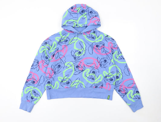 Primark Girls Blue Stitch Hoodie 12-13 Years Pullover Graphic Sweatshirt