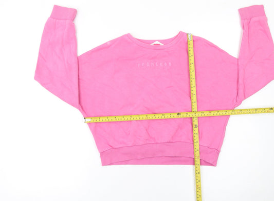 Marks and Spencer Girls Pink Fearless Pullover Sweatshirt 10-11 Years