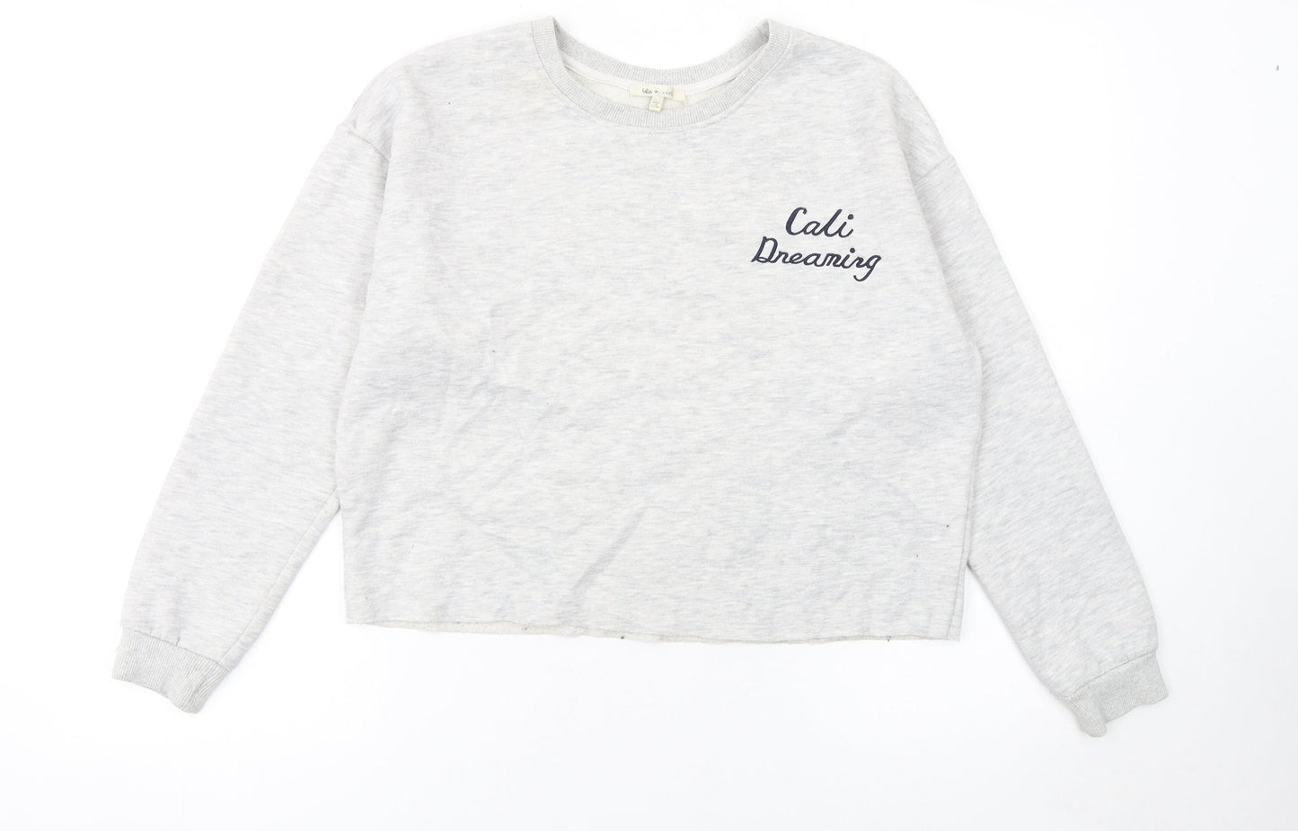 Womens UK Size M blanc ciel Grey Pullover Sweatshirt
