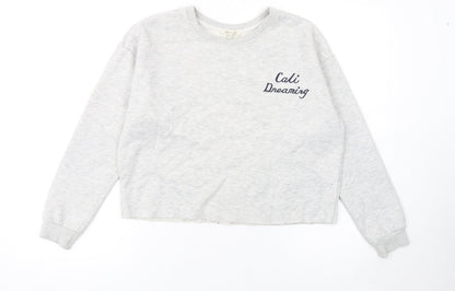 Womens UK Size M blanc ciel Grey Pullover Sweatshirt