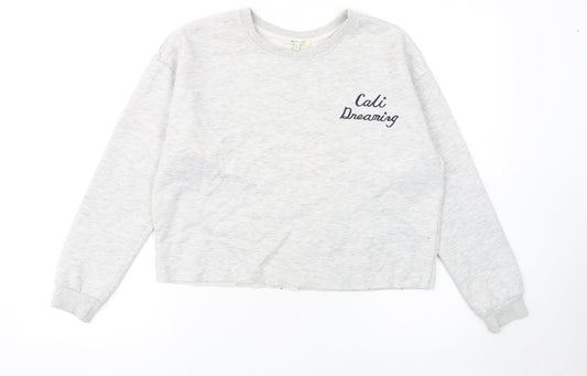 Womens UK Size M blanc ciel Grey Pullover Sweatshirt