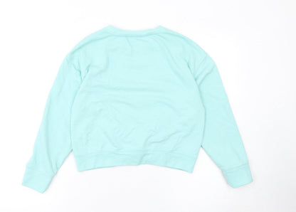 GAP Kids Girls Blue Cotton Pullover Sweatshirt 12 Years Crew Neck