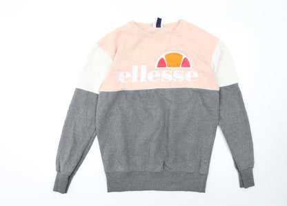 Ellesse Womens Grey Pink Colourblock Logo Sweatshirt Size 10