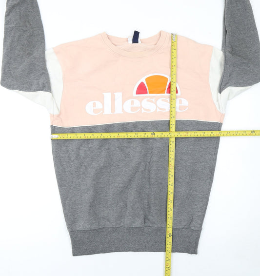 Ellesse Womens Grey Pink Colourblock Logo Sweatshirt Size 10