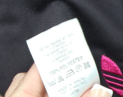 Adidas Women’s Black Pink Full Zip Sweatshirt Size L Polyester