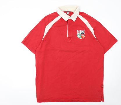 George Men's Red Rugby Style Polo Shirt Large 100% Cotton