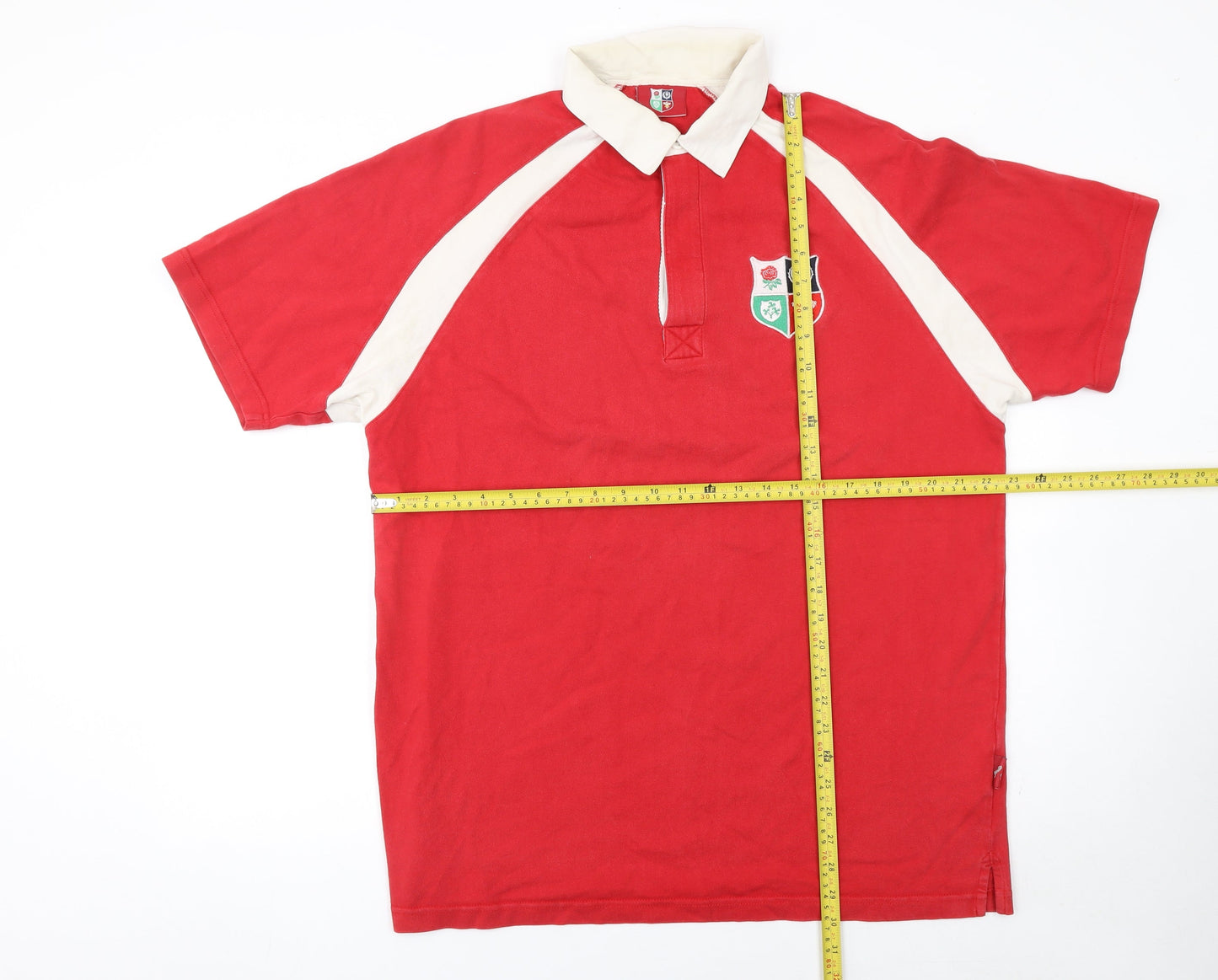George Men's Red Rugby Style Polo Shirt Large 100% Cotton