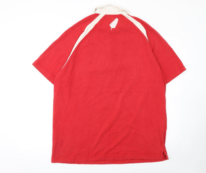 George Men's Red Rugby Style Polo Shirt Large 100% Cotton