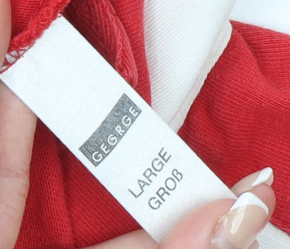 George Men's Red Rugby Style Polo Shirt Large 100% Cotton