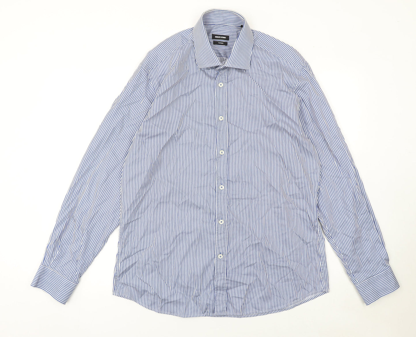 Mens UK Collar Size L Remus Uomo Smart Blue  Dress Shirt
