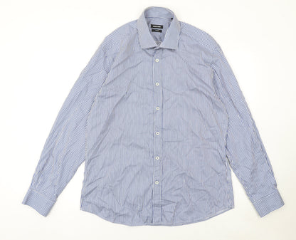 Mens UK Collar Size L Remus Uomo Smart Blue  Dress Shirt