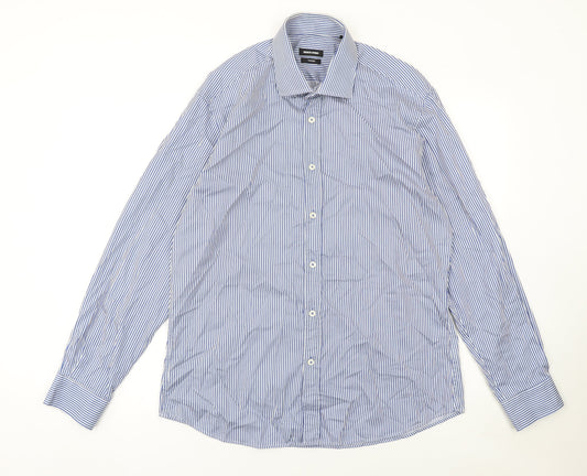 Mens UK Collar Size L Remus Uomo Smart Blue  Dress Shirt