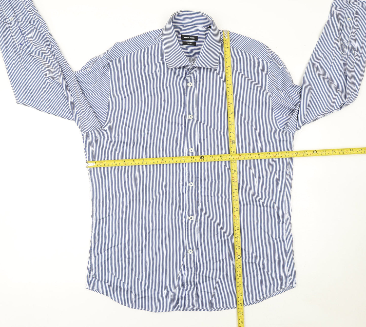 Mens UK Collar Size L Remus Uomo Smart Blue  Dress Shirt
