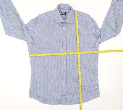 Mens UK Collar Size L Remus Uomo Smart Blue  Dress Shirt