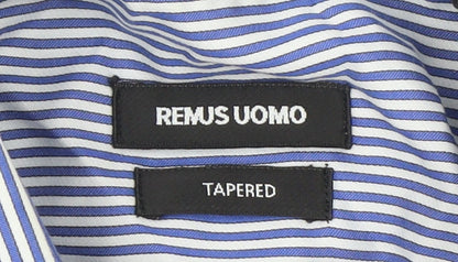Mens UK Collar Size L Remus Uomo Smart Blue  Dress Shirt