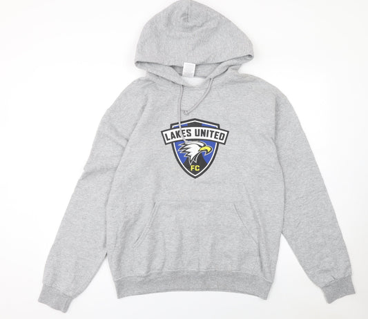 Mens UK Size M JERZEES Grey Pullover Hoodie