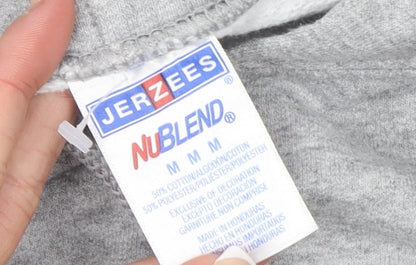 Mens UK Size M JERZEES Grey Pullover Hoodie