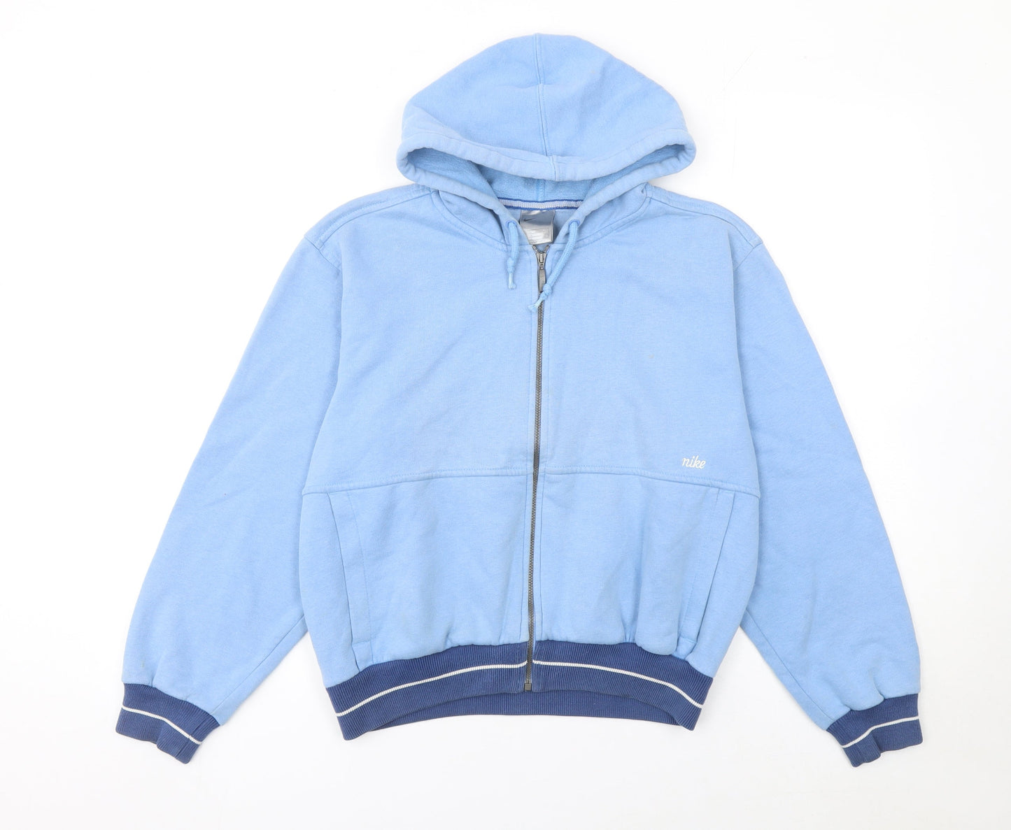 Nike Women’s Blue Full Zip Hoodie XS 88% Cotton Casual Zip Front