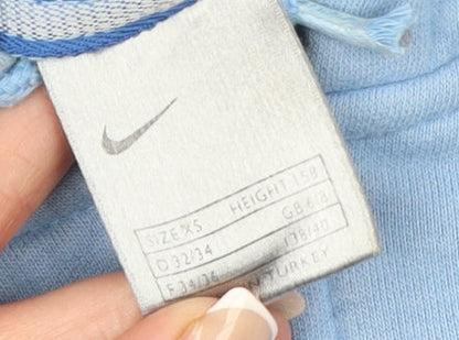 Nike Women’s Blue Full Zip Hoodie XS 88% Cotton Casual Zip Front