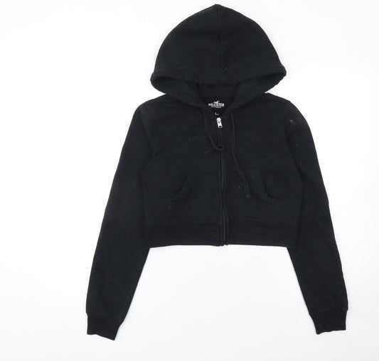 Hollister Women’s Black Cropped Full Zip Hoodie Size S