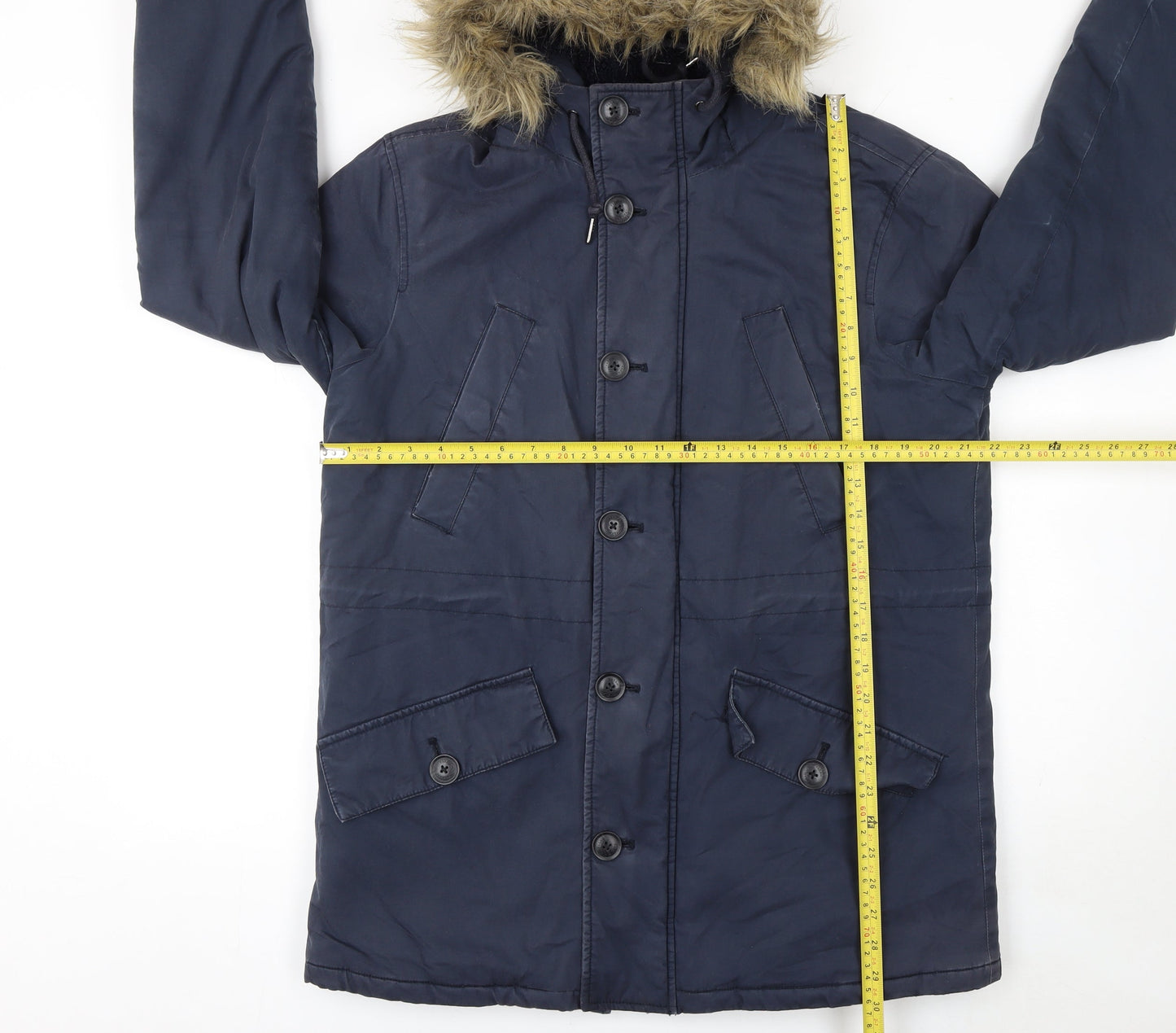 Mens UK Size S Farah Blue Parka Coat