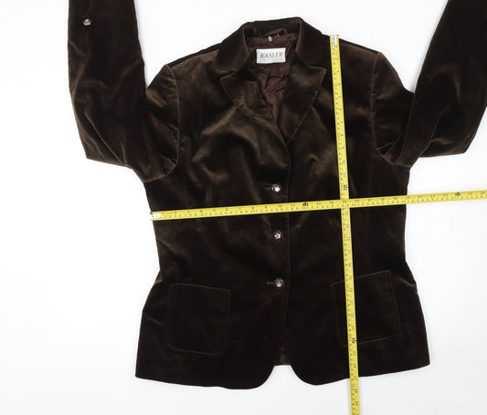 Basler Women's Brown Velvet Single-Breasted Blazer UK 16