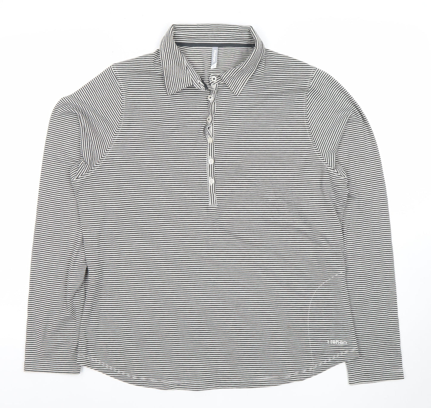 Rohan Womens Grey Striped Size 16 Long Sleeve Polo Activewear Top