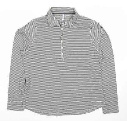Rohan Womens Grey Striped Size 16 Long Sleeve Polo Activewear Top