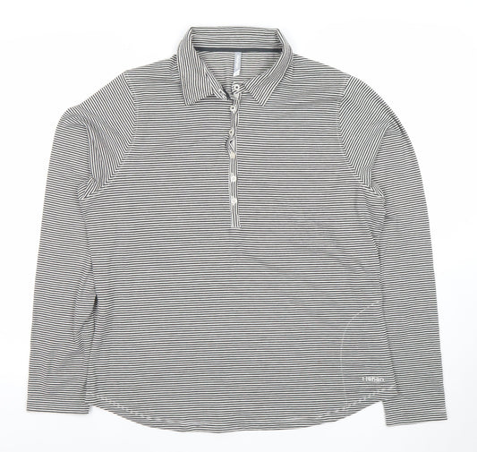 Rohan Womens Grey Striped Size 16 Long Sleeve Polo Activewear Top