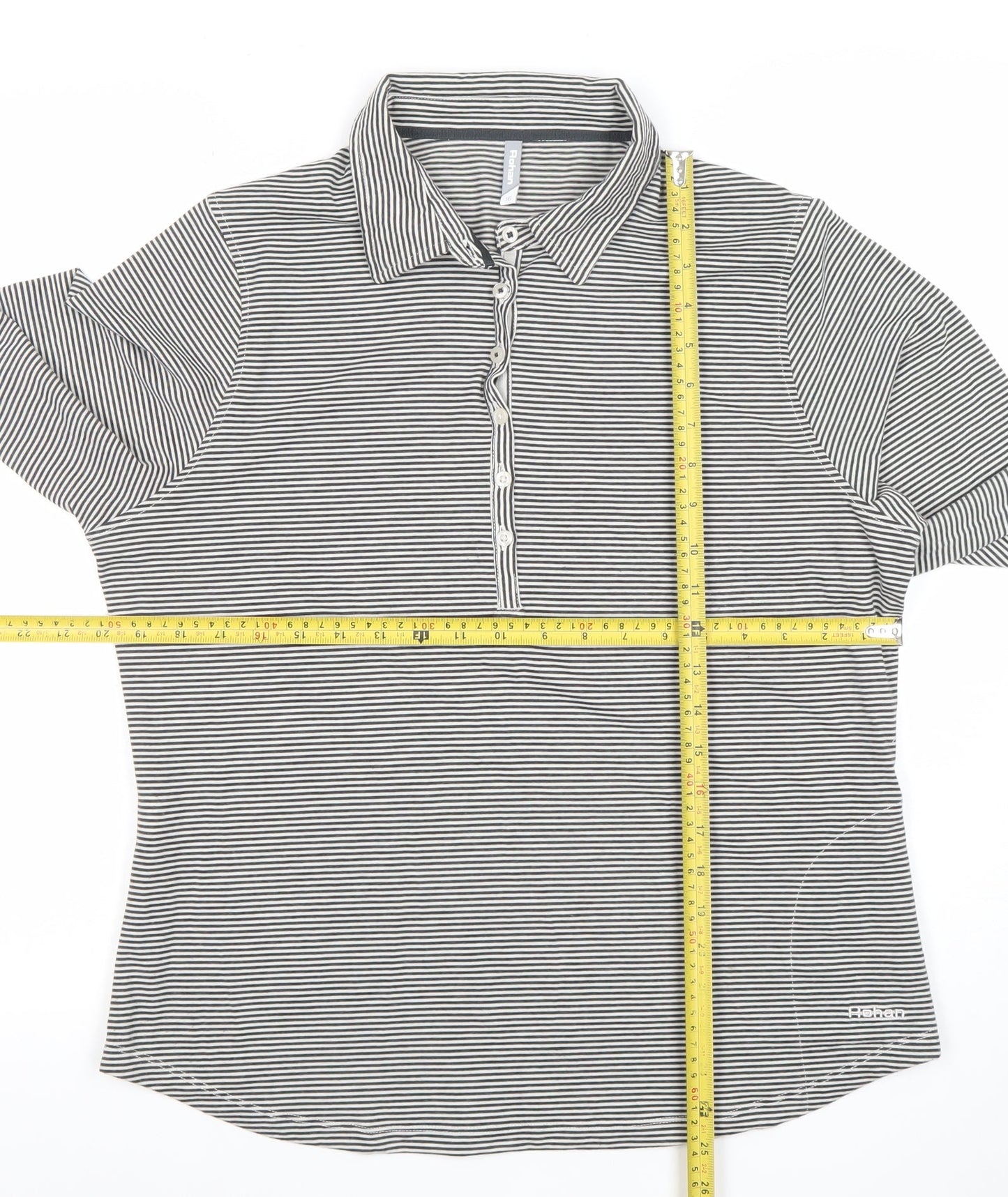 Rohan Womens Grey Striped Size 16 Long Sleeve Polo Activewear Top