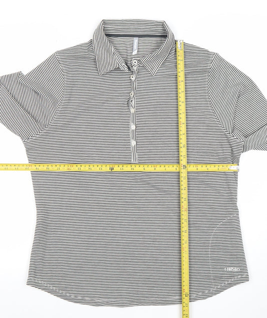 Rohan Womens Grey Striped Size 16 Long Sleeve Polo Activewear Top