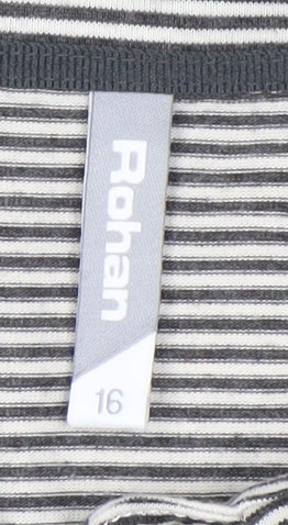 Rohan Womens Grey Striped Size 16 Long Sleeve Polo Activewear Top