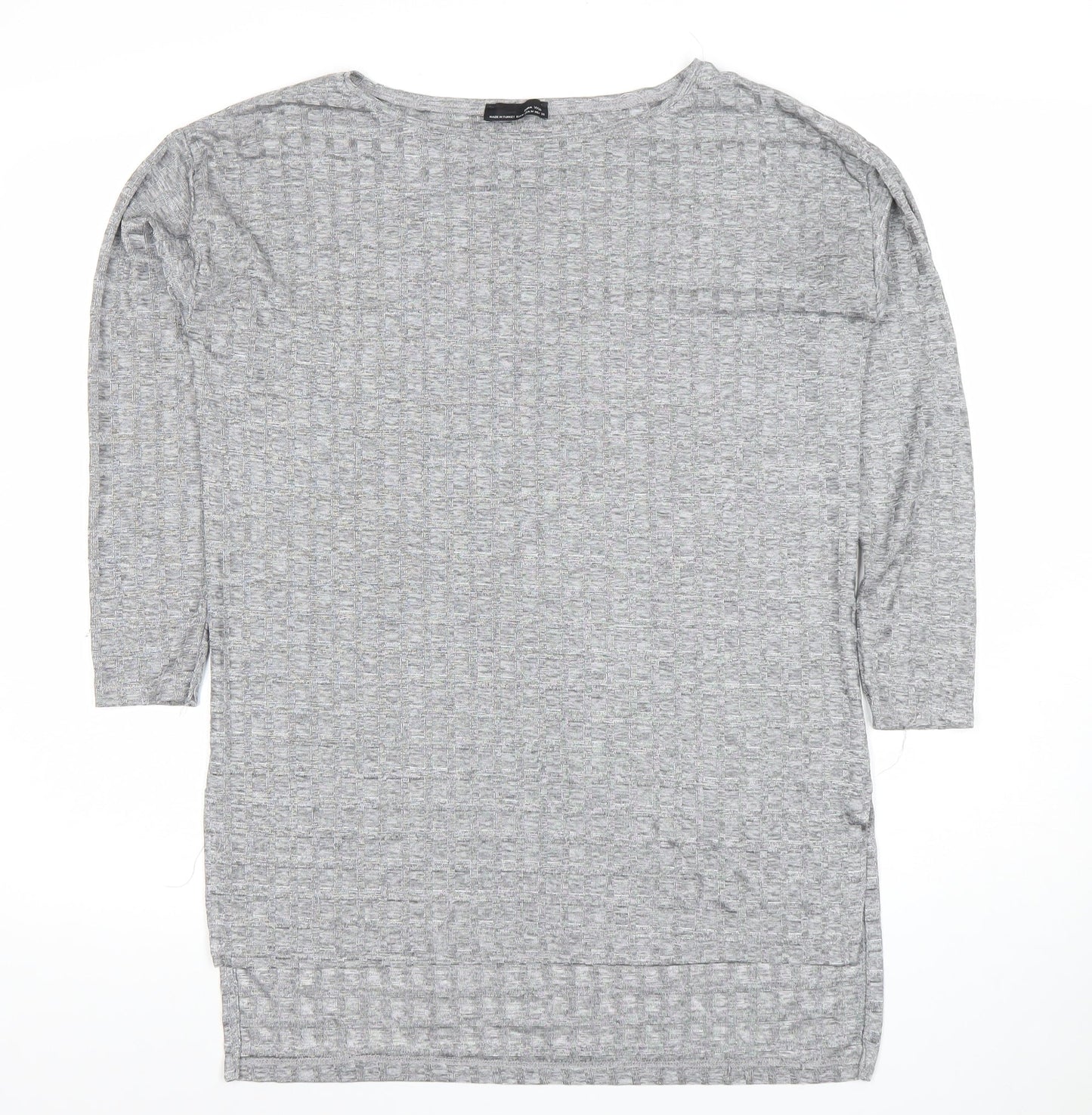 Womens UK Size 10 Zara Grey Basic T-Shirt
