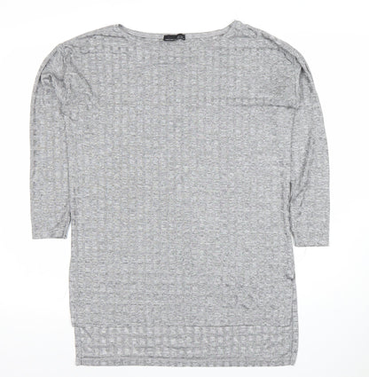 Womens UK Size 10 Zara Grey Basic T-Shirt