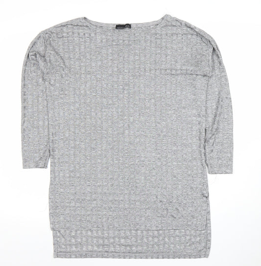 Womens UK Size 10 Zara Grey Basic T-Shirt