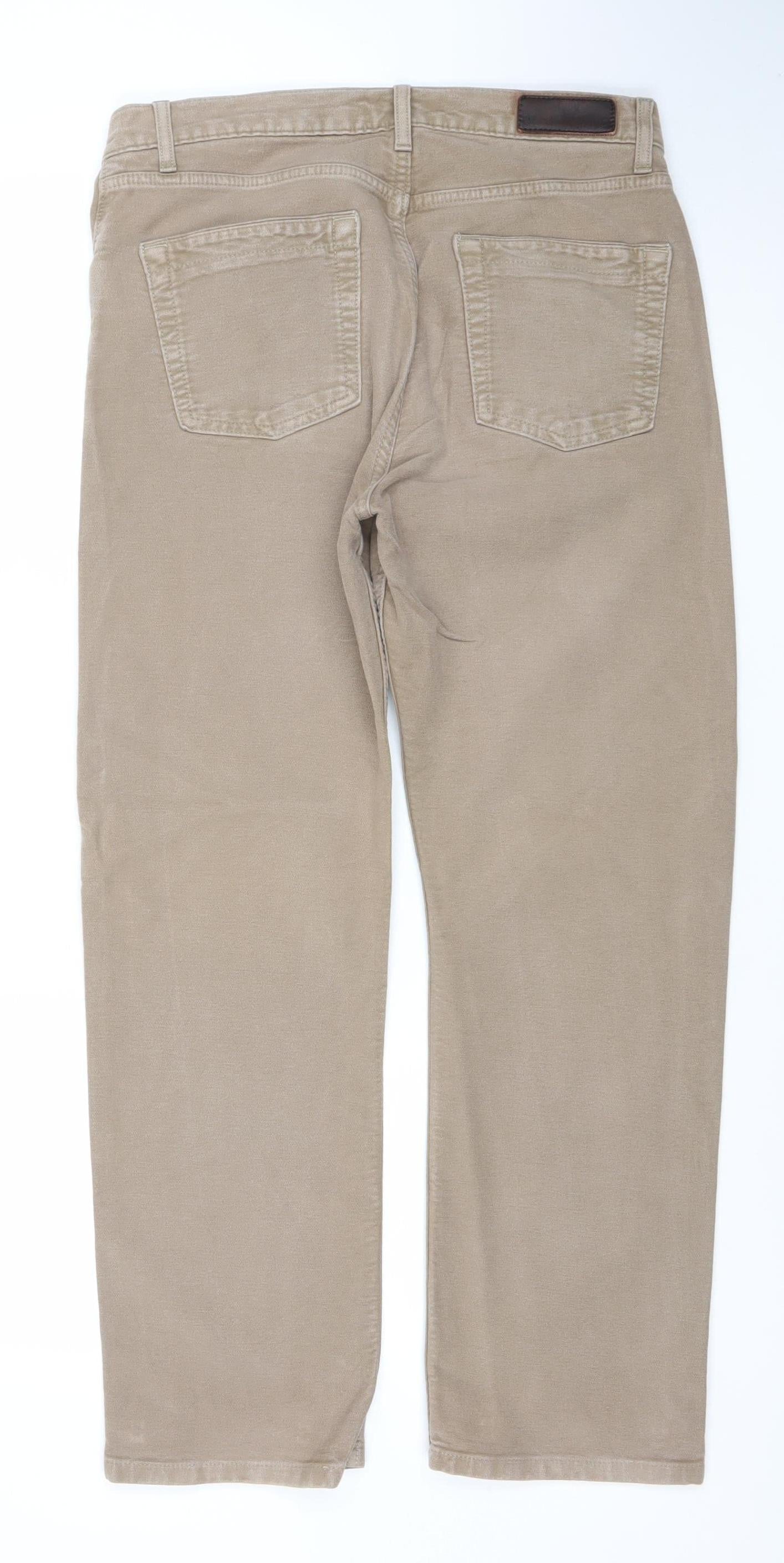 Marks and Spencer Men's Beige Straight Leg Cotton Jeans 32W 29L