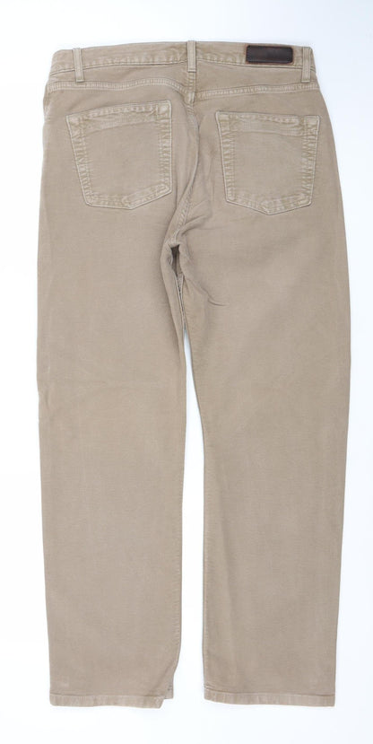 Marks and Spencer Men's Beige Straight Leg Cotton Jeans 32W 29L