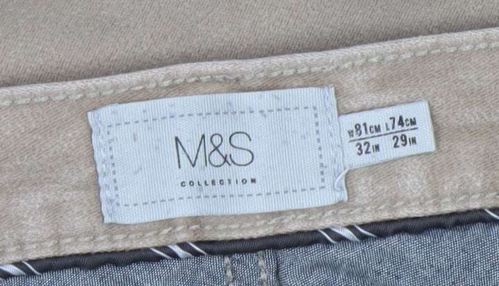 Marks and Spencer Men's Beige Straight Leg Cotton Jeans 32W 29L