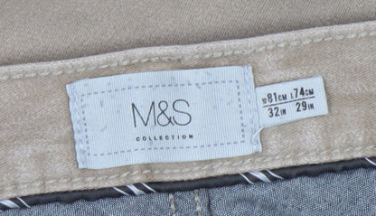 Marks and Spencer Men's Beige Straight Leg Cotton Jeans 32W 29L