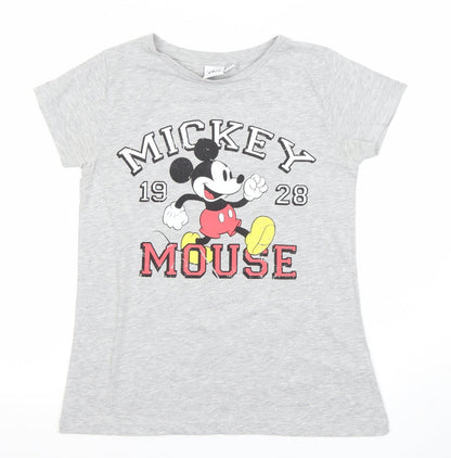 Womens UK Size 8 Disney Grey Basic T-Shirt