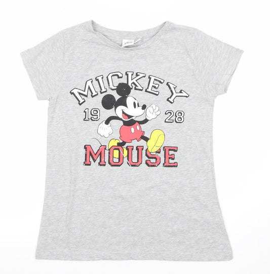 Womens UK Size 8 Disney Grey Basic T-Shirt