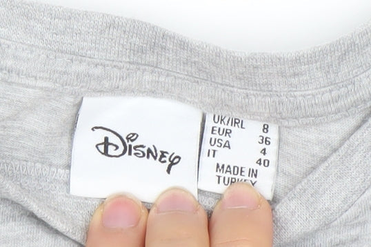 Womens UK Size 8 Disney Grey Basic T-Shirt