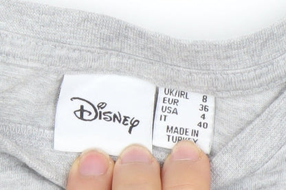 Womens UK Size 8 Disney Grey Basic T-Shirt