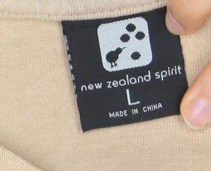 Mens UK Size L New Zealand Spirit Beige  T-Shirt