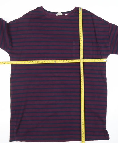 Fat Face Women’s Purple & Navy Striped Cotton Blend 3/4 Sleeve T-Shirt UK 16